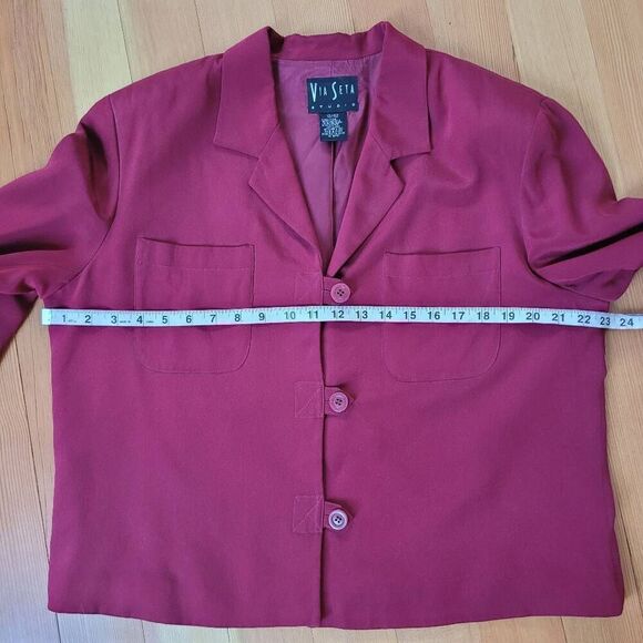 VTG 100% silk red blazer jacket size 12 office business old money quiet luxury - Picture 11 of 11